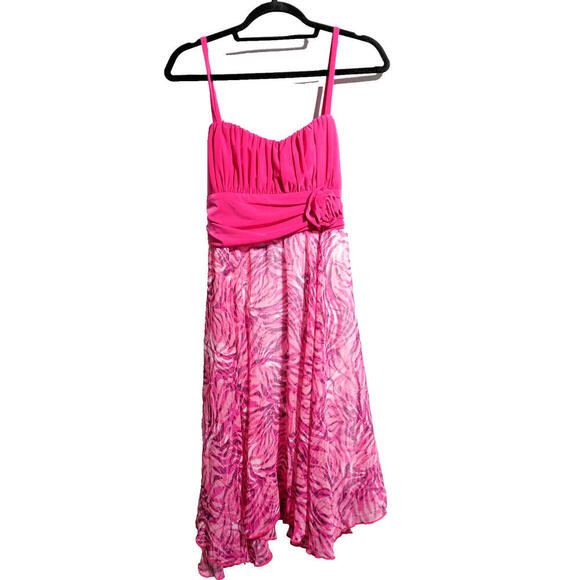VTG Y2K Pink Babydoll Asymmetric Dress 90s Girly‎ Prom USA Made XS (Jrs L) Fairy - Picture 1 of 7